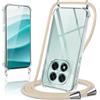 Kilbnom Cover per Xiaomi Redmi Note 14 PRO/Poco X7 5G con Cordino, Trasparente Custodia con Laccio Tracolla Cellulare Girocollo Collana Corda Catena Cinghia, Ultra Morbido Silicone TPU Case, Cachi
