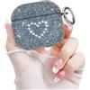Newseego Custodia Compatibile con AirPods 4 Generazione Carino il Design a Cuore d'Amore Glitter e Diamante con Portachiavi Cover Protettiva Antiurto in TPU Morbido per Apple AirPods 4 Gen-Nero