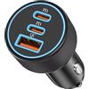 LUOSIKE 67W 3-Porte Caricabatterie Auto USB C, Presa Accendisigari PD/QC 3.0 Rapido Carica Batteria Adattatore 12V Caricatore per iPhone 17/Air/16/15/14/13/Pro Max/16e, iPad, Samsung Pixel Xiaomi Android