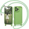 Coiwxmoi Cover per iPhone 15 Pro Max 6,7 con Cordino, Custodia con Laccio Collana Tracolla Regolabile Sottile Silicone Morbido TPU Bumper Antiurto Protettiva Case per iPhone 15 Pro Max, Verde