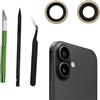 Peixiong Vetro di Ricambio per Fotocamera Posteriore per iPhone 16 - Antigraffio, impermeabile, con adesivo preinstallato e kit di strumenti di riparazione