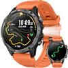 idomars GPS Smartwatch Uomo Orologio con Chiamate: 1,46 Grande Schermo Tondo Militare Smart Watch Fitness Sport Bussola Torcia Cardiofrequenzimetro Pressione Sonno Impermeabile Salute Orologi per Android iOS