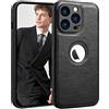 SOUTEM Custodia in Pelle PU per iPhone 13 Pro Max,Cover di Protezione per L'obiettivo della Fotocamera,PU Pelle Sottile Lusso Business Antiscivolo Grip Rugged Antiurto Pieno Protettivo Case(Nero)