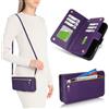 SailorTech Custodia per iPhone 16 con Porta Carte per Donna, per iPhone 16 Custodia Portafoglio a Tracolla con Scomparti per Carte di Credito Custodia a Flip con Cerniera Antiurto per Uomo-Viola