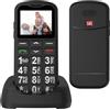 USHINING GSM Telefono Cellulare per Anziani, Facile da Usare Cellulare per Anziani con Tasti Grandi, Volume Alto, Funzione SOS, Doppio SIM, Base di Ricarica, Chiamata Rapida, Torcia, Sveglia, 800mAh Batteria