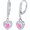 CONILOK Orecchini con Ciondolo di Cuore Zirconi da Donna- Orecchini Aureola Amore in Argento 925 Ipoallergenico, Orecchini Pendenti Rosa Moda Scintillanti, Gioielli Eleganti da Regalo per Fidanzata Moglie