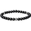 GAVU Bracciale da Uomo e da Donna con Perline di Cristallo di Ossidiana con Charm Fleur de Lis M