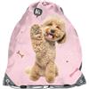 PASO Sacca sportiva bambini barboncino 36 x 32 cm zainetto palestra con cordoncini scuola sport tempo libero viaggio gymbag