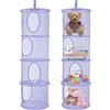 Zyluniy 2 Pezzi Rete Portaoggetti da Appendere, 4 Livelli Organizer da Appendere Pieghevole, Organizzatore Appendito per Peluche, Rete Appenduta per Riporre Giocattoli, Vestiti Piccoli (Viola)