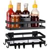 YunNasi Porta Spezie per Cucina Portaspezie da Parete 2 Pezzi con 8 Ganci Rimovibili Supporto per Spezie Mensola Organizer con Forte Adesivo Di Montaggio e Viti (Nero Opaco, 25cm)