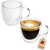 Intirilife 2x set di bicchieri termici a doppia parete -100-150ml- soffiati a bocca isolati per cappuccino espresso, bicchieri da tè bicchieri da caffè latte macchiato, effetto galleggiante con manico