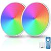OSREE 35W Faro Piscina LED PAR56 Ultrapiatto, Lampada Piscina RGB Multicolore Dimmerabile 1400lm, Timer 2/4/6H, IP68 Impermeabile Riempito di Resinas Luce Piscina con Telecomando, 12V AC, Set da 2