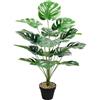 Zelihrdu Piante Artificiali Interno Realistiche, Piante Finte Esterno con Vaso, Albero Pianta Artificiale Decorazioni per Soggiorno, Camera da Letto, Casa Ufficio (75cm Verde Monstera)