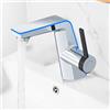 Leikurvo Rubinetto da bagno con indicatore di temperatura a LED, miscelatore monocomando per lavabo, 2 tipi di getto e tubi, rubinetto da cucina, rubinetti da bagno, rubinetti da bagno (argento)