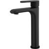 VALAZ Rubinetto Bagno Lavabo Alto Nero Opaco | Miscelatore Lavabo Bagno Acqua Fredda e Calda, Risparmio Acqua | Installazione Facile | Ottone, Inossidabile, Elegante, Rotondo, Serie Turia