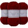 Utopia Crafts Velvet Lux Chenille 3×100g - Filato Morbidissimo per Uncinetto & Maglia, Coperte, Giocattoli, Amigurumi - Uncinetto 5,5mm, Morbido (Bordeaux Scuro)
