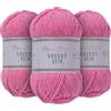 Utopia Crafts Velvet Lux Chenille 3×100g - Filato Morbidissimo per Uncinetto & Maglia, Coperte, Giocattoli, Amigurumi - Uncinetto 5,5mm, Morbido (Rosa Tulipano)