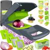 Dewpeton Mandolina per Verdure Professionale Manuale, Tagliaverdure Spinta Multifunzione Trituratore e Affettatrice, Mandolino Affetta Taglia Grattugia Trita Zucchine Cipolla Patate Julienne Chopper Cubetti