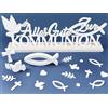 BOYATONG Decorazione da tavolo per comunione, 65 pezzi, decorazione per la prima comunione, pesci in legno, piccione, decorazione per la comunione
