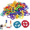 CHROMACRAFT 100 Pezzi di Anelli A Catena Colorati A Forma di C, 2 Pezzi di Luffa Colorata, Anelli A Forma di C in Plastica, Giocattoli Educativi per Bambini, Giocattoli per Pappagalli