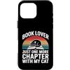 Retro Sunset Cat Reading Book Lover Custodia per iPhone 16 Pro Max Amante dei libri Solo un altro capitolo con il mio gatto