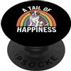 Saint Bernard Puppy Lover PS A Tail of Happiness San Bernardo Cane Retro Rainbow PopSockets PopGrip Adesivo