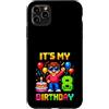 Retro Pixel Gamer Birthday Boys Apparel Custodia per iPhone 11 Pro Max 8 ° compleanno ragazzo retrò videogioco 8 anni Pixel Art