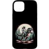 Cosmic Dino Apparel Co Funny Space Desig Custodia per iPhone 15 Plus Astronauta Cavalcando T-Rex Dinosauro Spazio Luna Galassia Uomini Donne