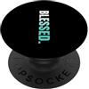 Matching Light Teal Aqua Color Graphic T Colore verde acqua verde chiaro BLESSED Verticale Verde acqua PopSockets PopGrip Adesivo