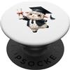 Woolly Wisdom Diploma sveglio dell'abito del cappuccio del laureato delle pecore PopSockets PopGrip Adesivo