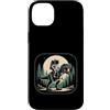 Cosmic Dino Apparel Co Funny Space Desig Custodia per iPhone 14 Plus Astronauta Cavalcando T-Rex Dinosauro Spazio Luna Galassia Uomini Donne