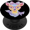 Whimsical Forest Animal Face Studio Grap Carino Deer Floral Woodland Ritratto Grafico Rosa Occhiali PopSockets PopGrip Adesivo