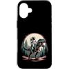 Cosmic Dino Apparel Co Funny Space Desig Custodia per iPhone 16 Plus Astronauta Cavalcando T-Rex Dinosauro Spazio Luna Galassia Uomini Donne
