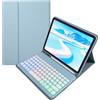 kaidisen Custodia per tastiera retroilluminata arcobaleno per iPad A16 di 11a generazione 2025/10a generazione 2022(11/11), 7 colori retroilluminati retrò con tasti rotondi rimovibili, colore