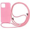 PuYu Zhe Cover con Cordino compatibile con iPhone 15 Pro,Cellulare Girocollo Custodia con Corda Silicone Case TPU Bumper Regolabile Necklace laccio Shell-Rosa