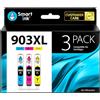 Smart Ink Cartucce Compatibili per HP 903 XL 903XL (C/M/Y XL 3 Combo Pack) con tecnologia chip avanzata per la ricarica delle OfficeJet 6950 6960 6970