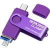 BORLTER CLAMP Chiavetta USB 3.0 da 256 GB Unità Flash 3 in 1 per Telefoni Android, BorlterClamp Pendrive OTG Pennetta USB con 3 Porte USB (USB C/microUSB/USB 3.0) per Samsung Galaxy, PC e Altro (Viola)