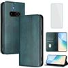 OUEAYIEN Cover per Nothing Phone 3a 5G Custodia a Libro con Vetro Temperato Blocco RFID Antiurto Pelle Portafoglio Porta Carte Supporto Stand Vintage Flip Custodia per Nothing 3a 5G Verde