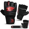 WFX Guanti MMA per allenamento di grappling e arti marziali, guanti da boxe Taekwondo Karate a mezze dita in pelle vegana per uomo e donna, guanti da combattimento e sparring per boxe (Nera, S)