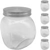 Relaxdays Barattoli per Caramelle, Set da 5, 650 ml, Candy Bar, Coperchio Inox, Trasparente/Argento