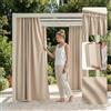 ROOM99 Tenda da esterno con nastro arricciato, 155 x 200 cm, larghezza x altezza, per esterni, resistente alle intemperie, impermeabile, protezione solare, da giardino, antivento, beige
