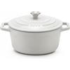 La Fonderie 1890 IENA25 Pentola a Cocotte tonda in ghisa, smaltata beige, SENZA PFAS, PFAS FREE, pentola con 2 manici e coperchio, diametro 25 cm, Capienza 4,7 litri