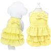 Yaopelky Vestito per gatti per cani di taglia piccola e media, per ragazze, a strati, torta, vestito per cuccioli, con fiocco, grazioso vestito estivo per cani, per Yorkie e Chihuahua (giallo, M (2-3