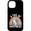 Husky Puppy Lover PS Custodia per iPhone 15 A Tail of Happiness, cane husky retrò arcobaleno