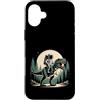 Cosmic Dino Apparel Co Funny Space Desig Custodia per iPhone 16 Plus Astronauta Cavalcando T-Rex Dinosauro Spazio Luna Galassia Uomini Donne