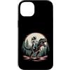 Cosmic Dino Apparel Co Funny Space Desig Custodia per iPhone 14 Plus Astronauta Cavalcando T-Rex Dinosauro Spazio Luna Galassia Uomini Donne