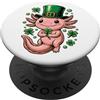Studio Axolotl Quadrifoglio Felix Axolotl San Patrizio Quadrifoglio Design PopSockets PopGrip Adesivo