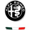 4R Quattroerre.it Kit Adesivo Alfa Romeo Logo 51 mm + Bandiera per Interno Giulia Stelvio