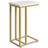 Aibiju Tavolino a Forma di C, Tavolino per Divano, Tavolino da caffè per Piccoli spazi, Soggiorno, Camera da Letto, Balcone, Struttura Semplice, Moderno, Struttura in Metallo Bianco e Oro, YD-TM051WG