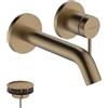 hansgrohe Tecturis S - Rubinetto lavabo a incasso per montaggio a parete, Miscelatore lavabo risparmio idrico (EcoSmart) con bocca di erogazione 16,5 cm, bronzo spazzolato, 73350140